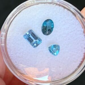 🎁 3 Pretty 1.6ct Blue Topaz Loose Gemstones Faceted Gem Stones Heat Treated
